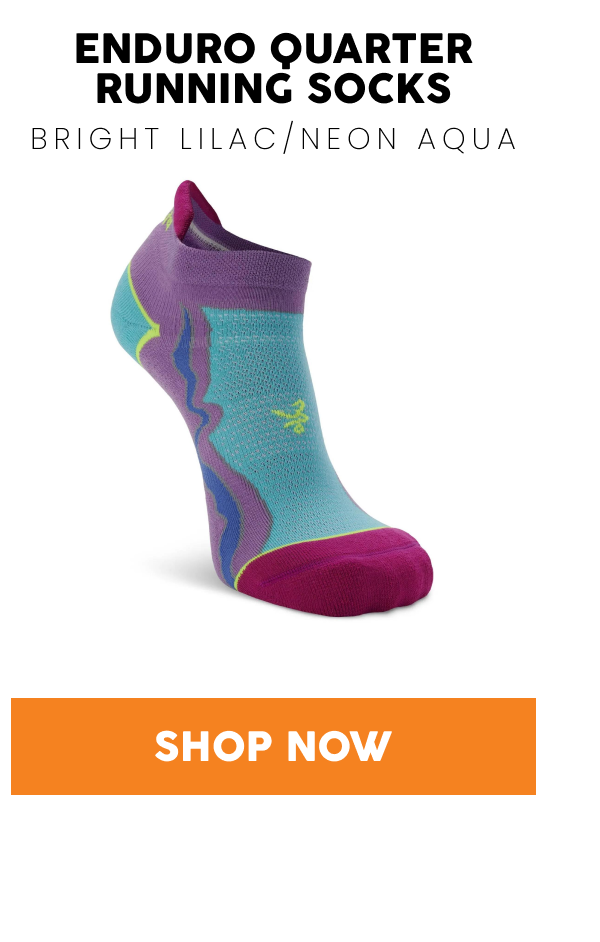 Women's Enduro No-Show Running Socks, Bright Lilac/Neon Aqua