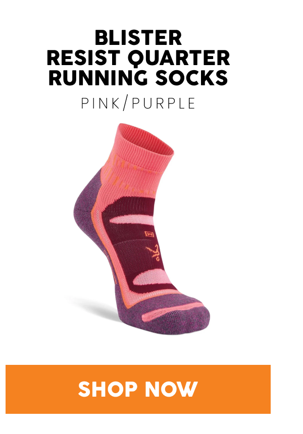 Blister Resist Quarter Running Socks, Pink/Purple